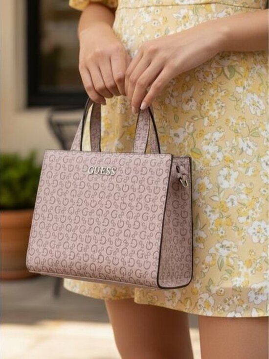 Guess Handbags - GUESS 90s Monogram Mini Tote Dusty Pink NWOT Vintage Y2K